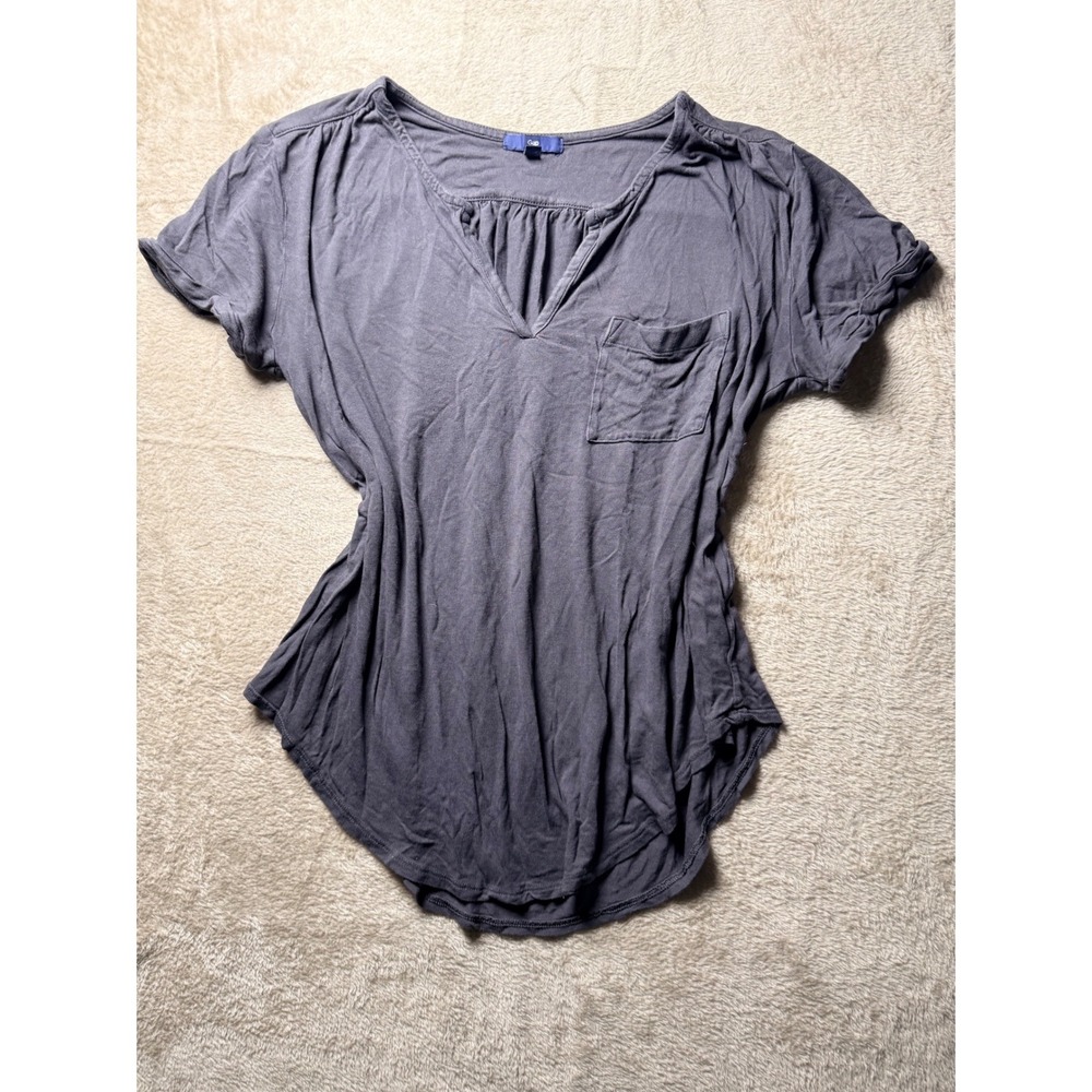 Gap Womens Charcoal Gray Rayon Short Sleeve Pocket Top Size M‎ Basics everyday